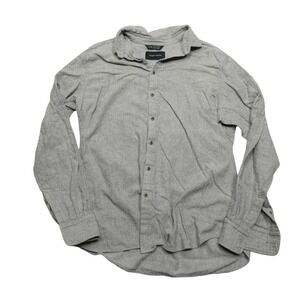 Wings+horns Shirt Mens XL Gray Herringbone Long Sleeve Button Front Casual Top
